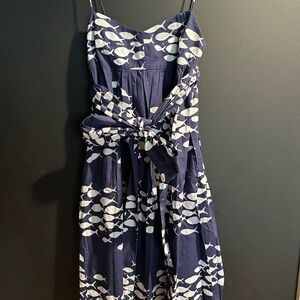 J. Crew Blue and White Spaghetti Strap Sundress